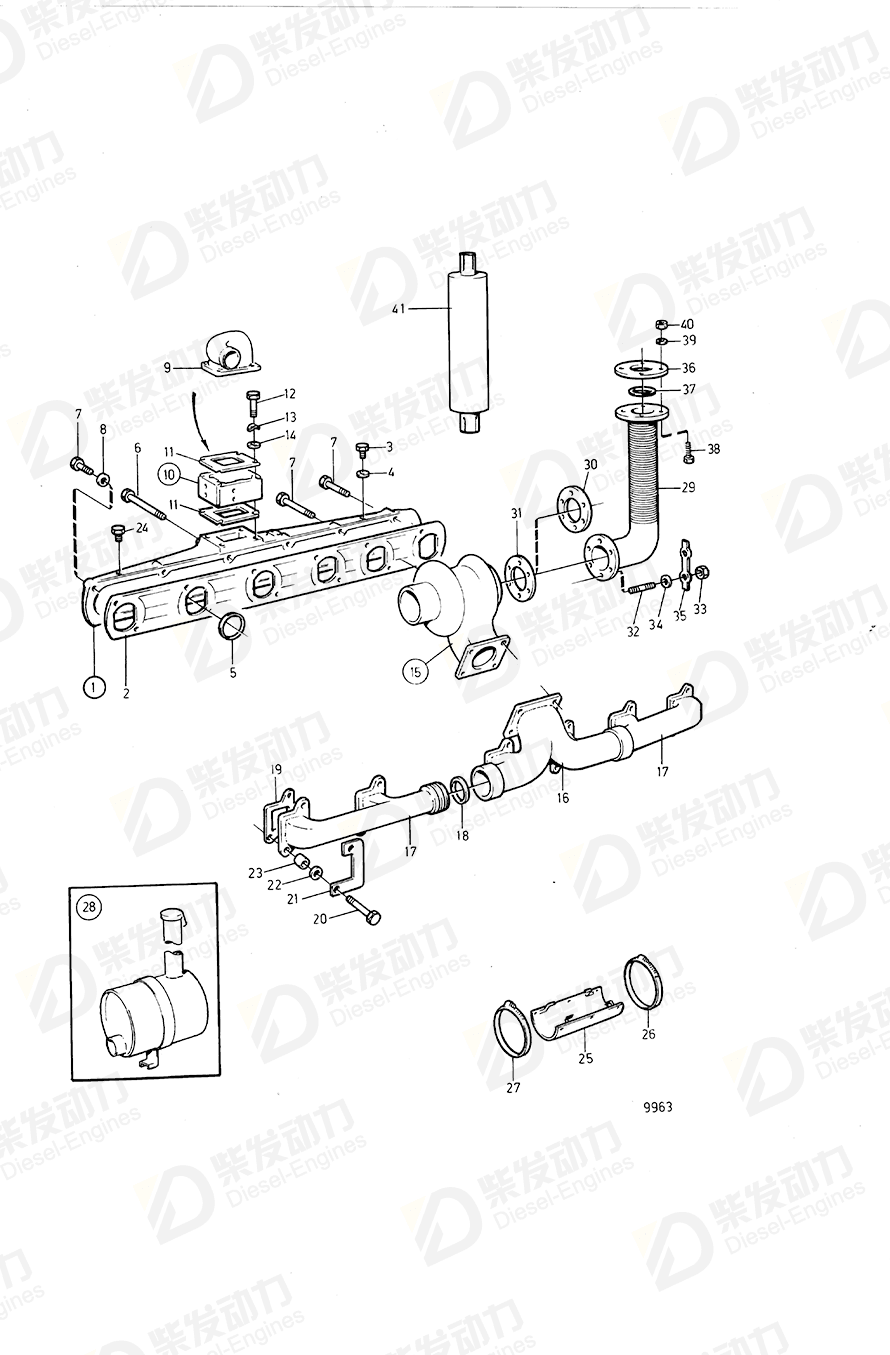 volvo penta Inlet pipe 470444 Drawing